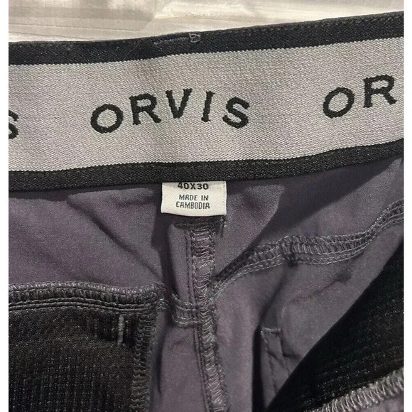ORVIS Performance Tech Pants Mens 40x30 Gray Straight Water Repellant Flat Front - Picture 9 of 13